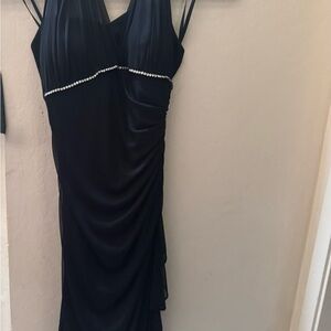Vintage Blondie Nites Black Evening Dress with Rhinestone Detail